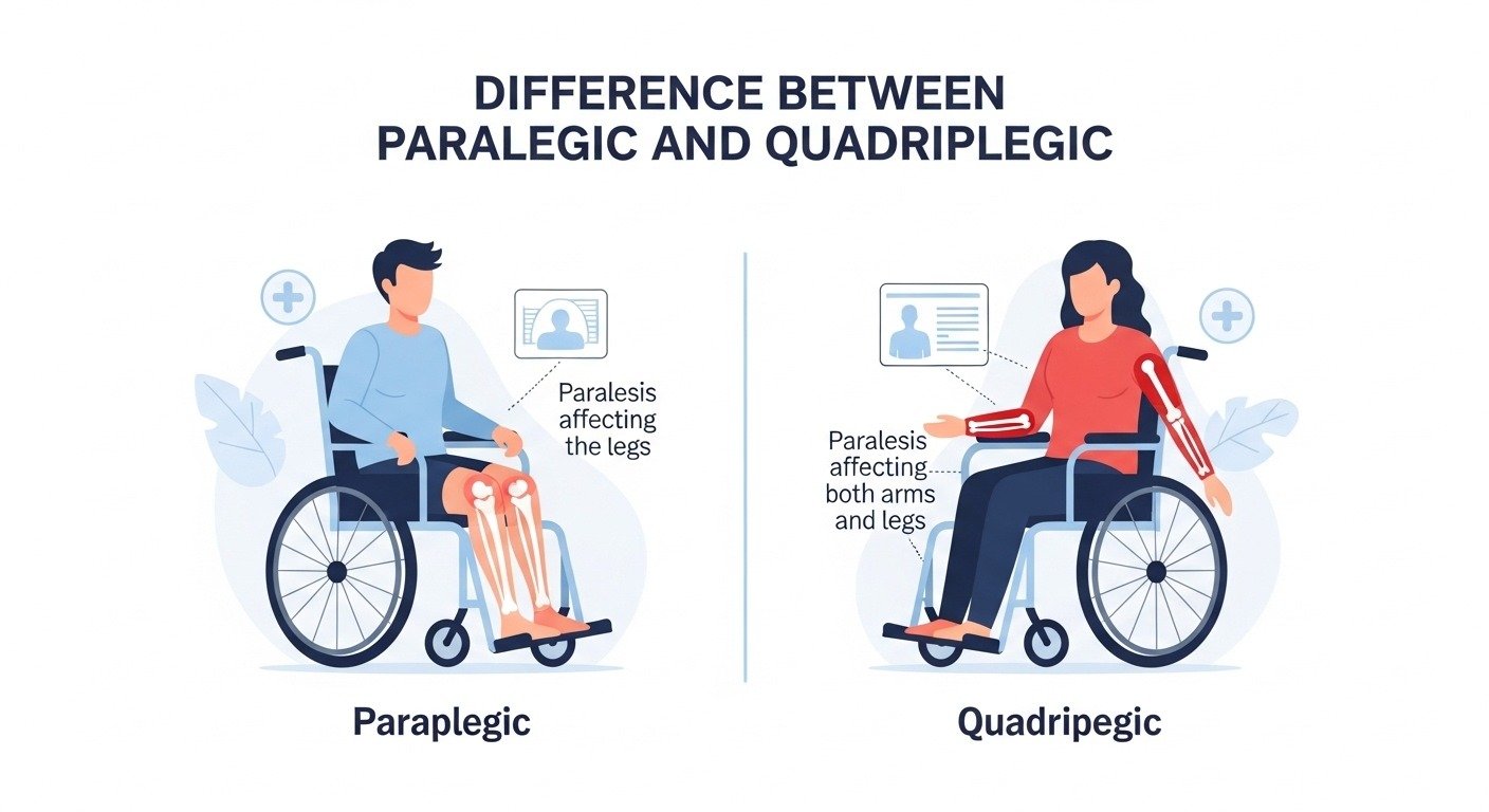 Difference Between Paraplegic and Quadriplegic