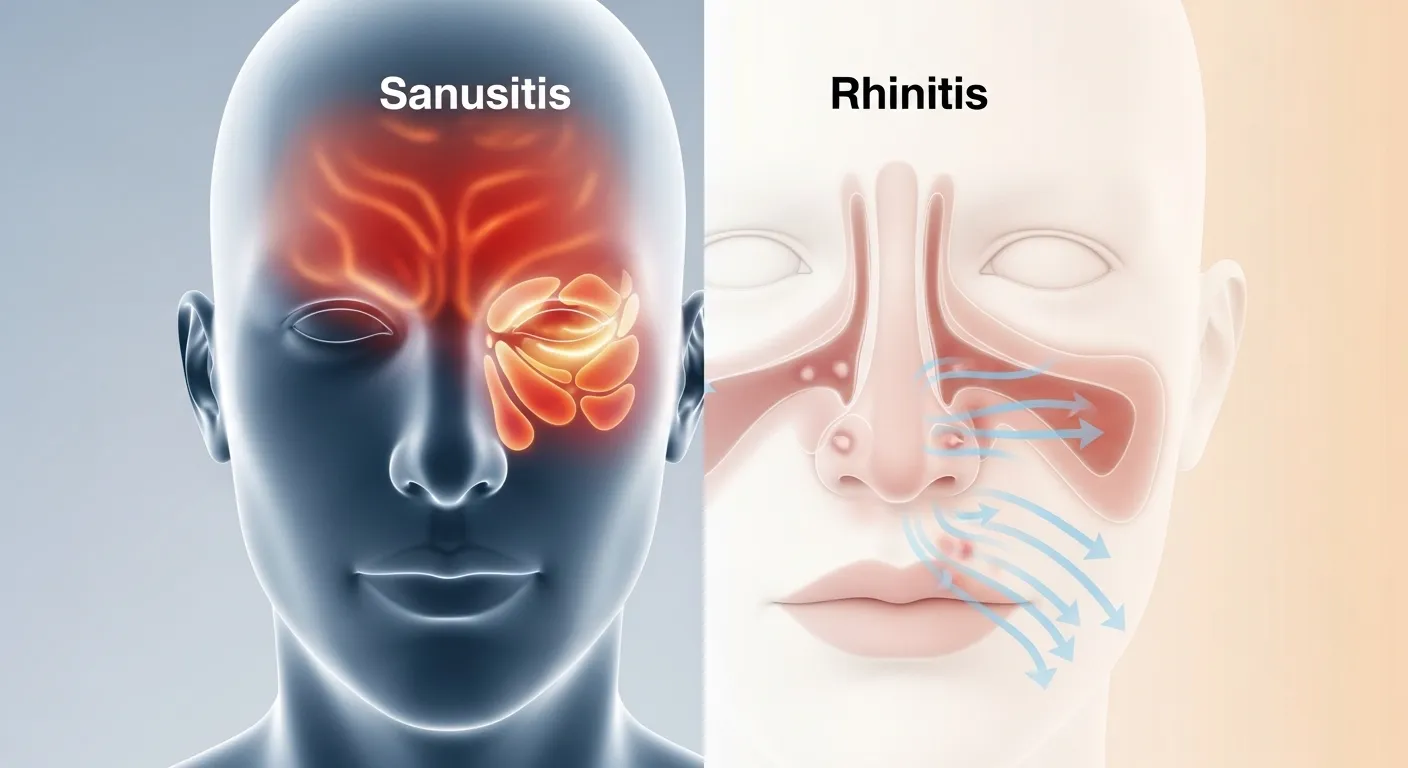 Difference between sinusitis and rhinitis