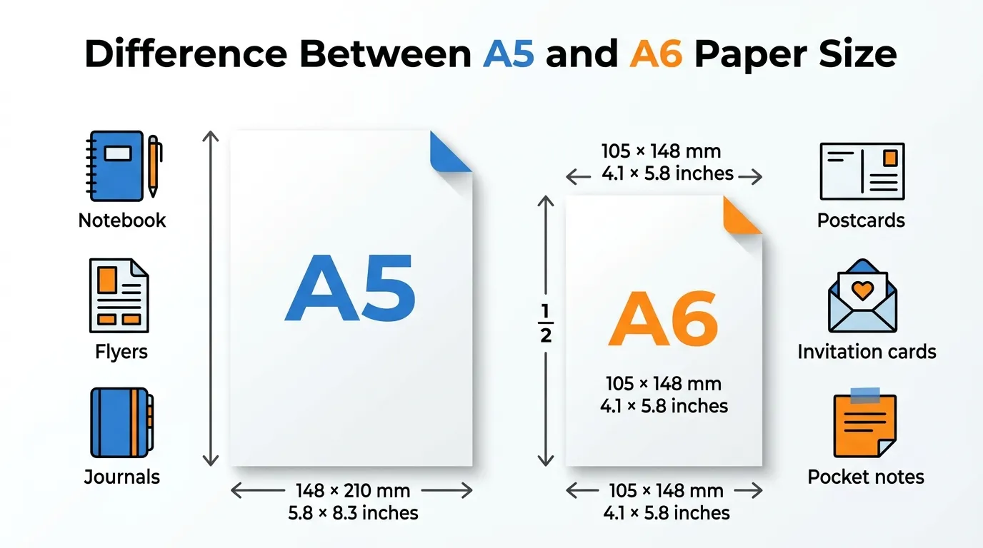 Difference Between A5 and A6 Paper Size